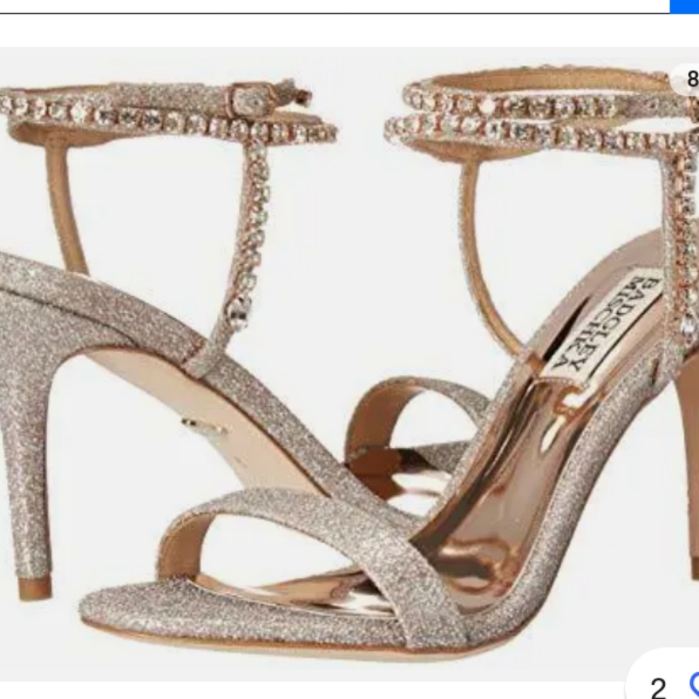 EUC BADGLEY MISCHKA Crystal Ankle Strap Evening Shoe